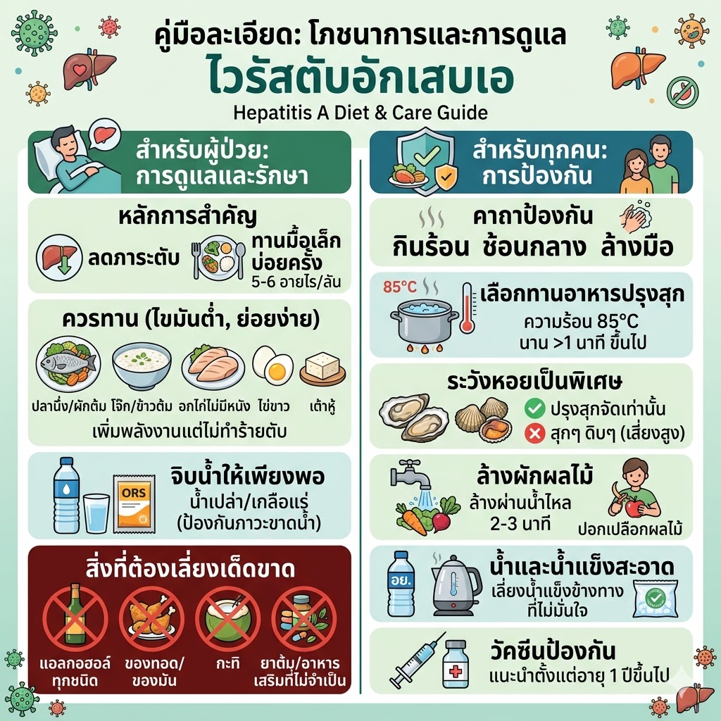 การดูแลเรื่องอาหารสำหรับโรคไวรัสตับอักเสบเอ (Hepatitis A)