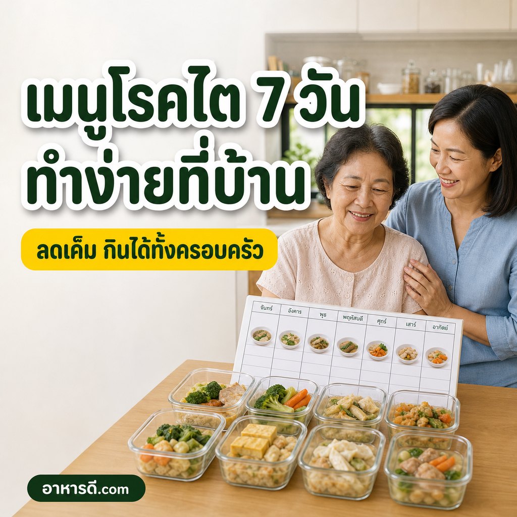 เมนูอาหารโรคไต 7 วัน ทำง่าย ลดเค็ม กินได้ทั้งบ้าน