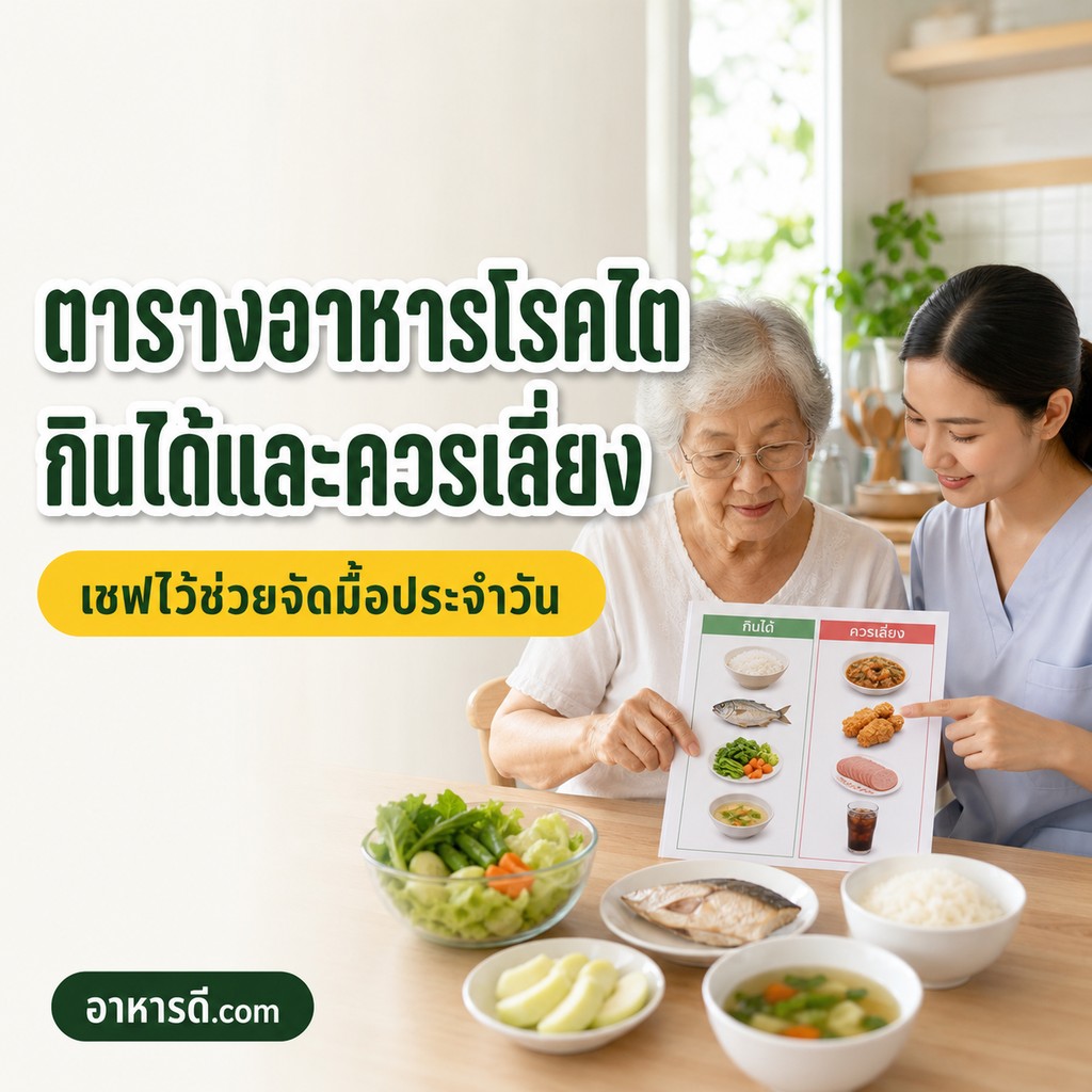 ตารางอาหารผู้ป่วยโรคไต แยกอาหารที่กินได้และควรเลี่ยง
